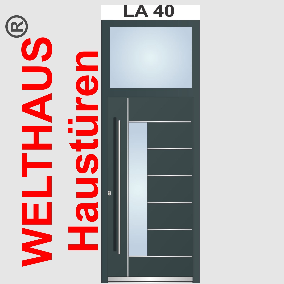 Haustür mit Oberlicht LA40  WH75 Aluminium mit Kunststoff Tür